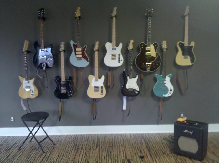 I hung them up not long after we moved back in. Note the studfinder sitting on the Swart.